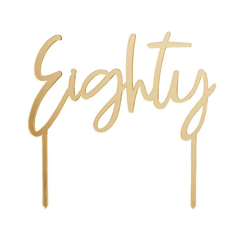 Gold Eighty Acrylic Cake Topper