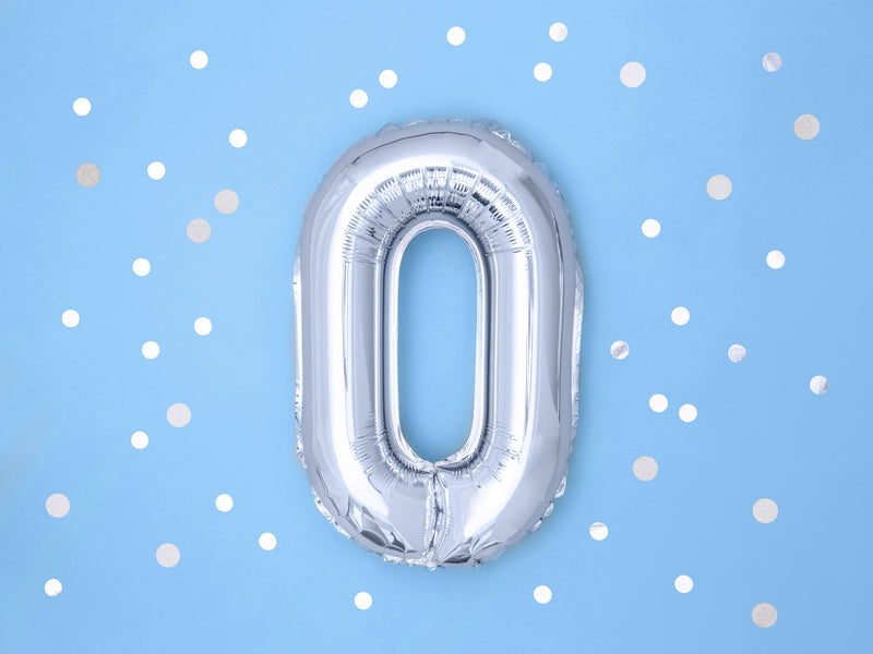 Silver Mini Foil Number Balloon - 0
