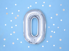 Silver Mini Foil Number Balloon - 0