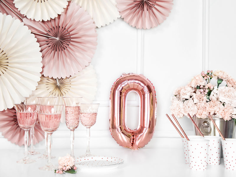 Rose Gold Mini Foil Number Balloon - 0