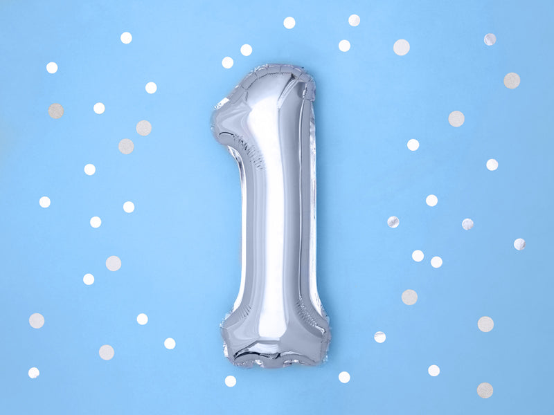 Silver Mini Foil Number Balloon - 1