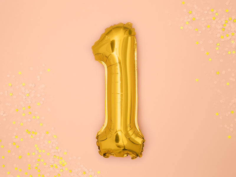 Gold Mini Foil Number Balloon - 1