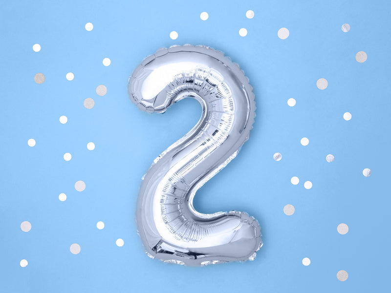Silver Mini Foil Number Balloon - 2