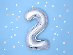 Silver Mini Foil Number Balloon - 2