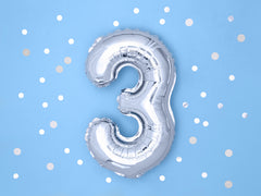 Silver Mini Foil Number Balloon - 3
