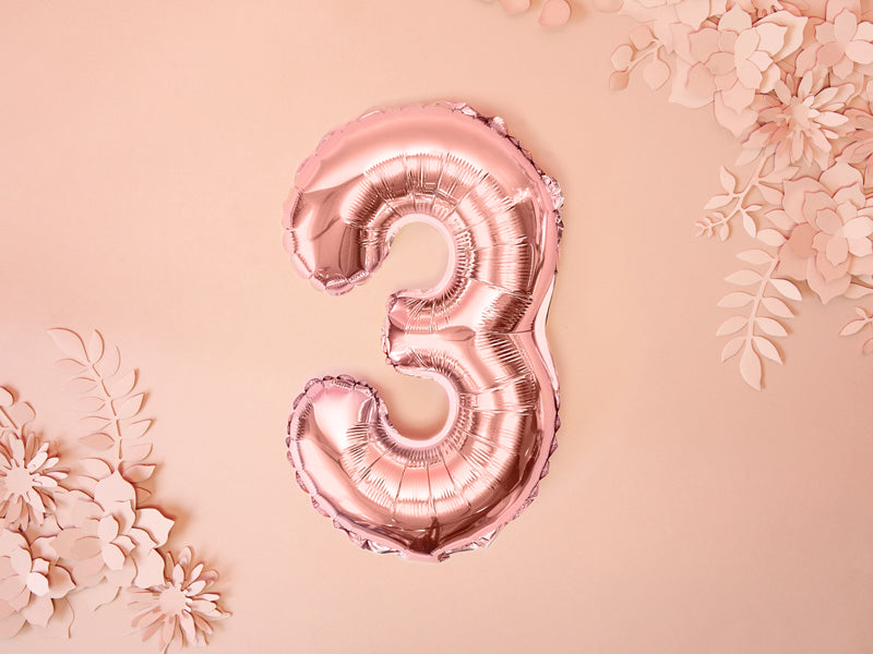Rose Gold Mini Foil Number Balloon - 3