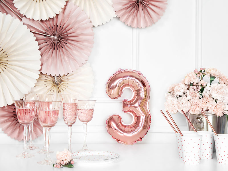 Rose Gold Mini Foil Number Balloon - 3