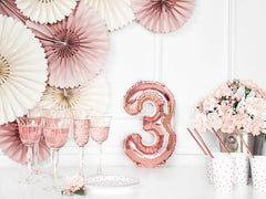 Rose Gold Mini Foil Number Balloon - 3