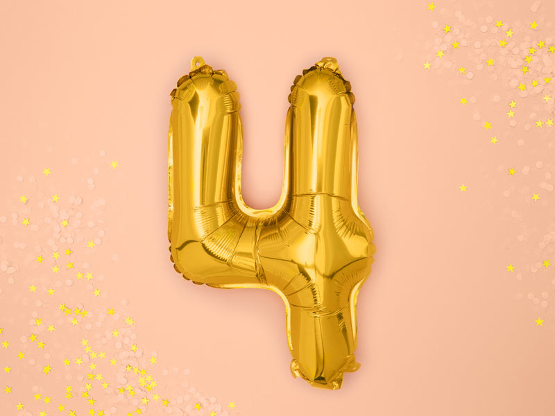 Gold Mini Foil Number Balloon - 4