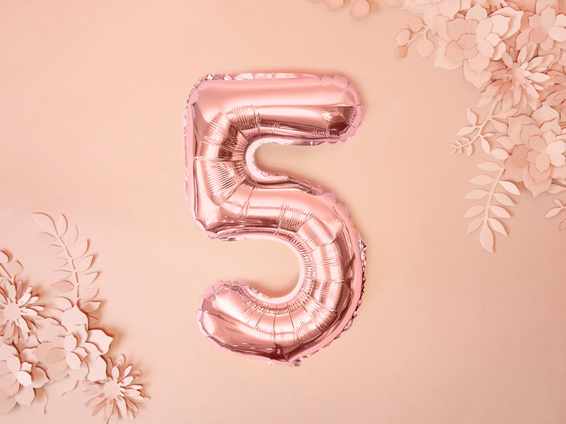 Rose Gold Mini Foil Number Balloon - 5
