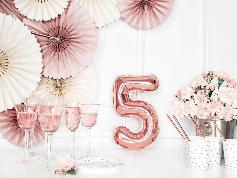 Rose Gold Mini Foil Number Balloon - 5
