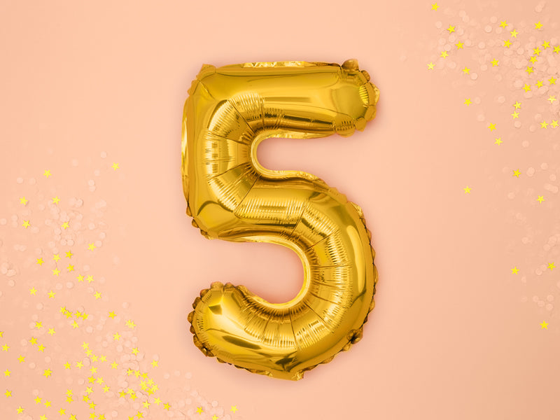 Gold Mini Foil Number Balloon - 5