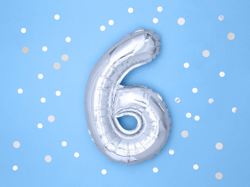 Silver Mini Foil Number Balloon - 6