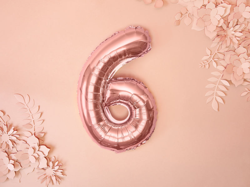 Rose Gold Mini Foil Number Balloon - 6