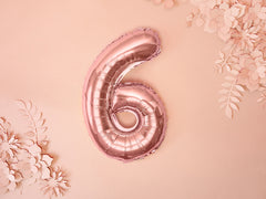 Rose Gold Mini Foil Number Balloon - 6
