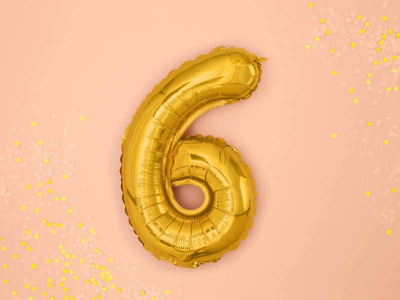 Gold Mini Foil Number Balloon - 6