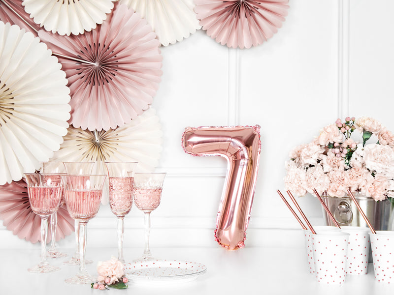Rose Gold Mini Foil Number Balloon - 7
