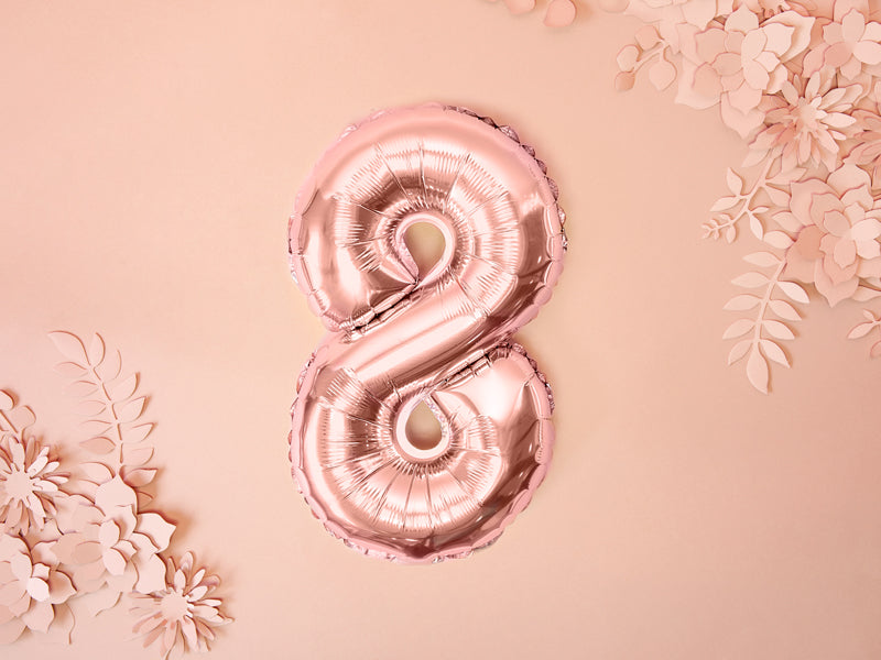 Rose Gold Mini Foil Number Balloon - 8
