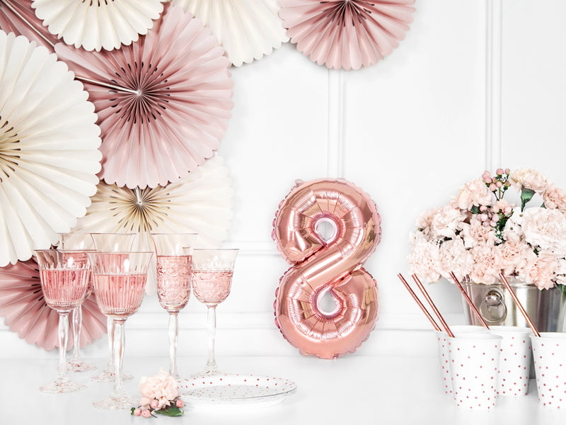 Rose Gold Mini Foil Number Balloon - 8