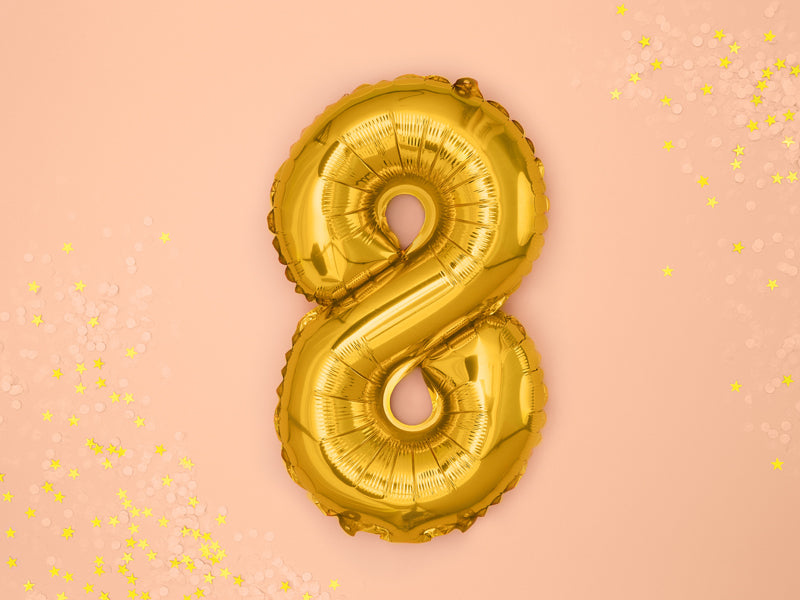 Gold Mini Foil Number Balloon - 8
