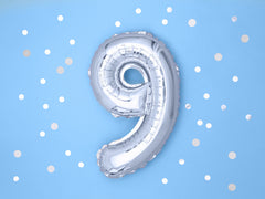 Silver Mini Foil Number Balloon - 9