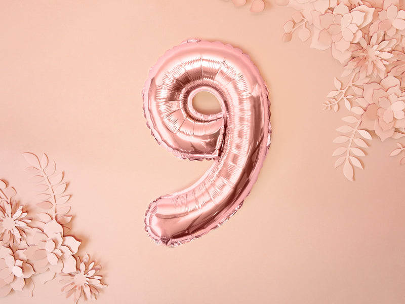 Rose Gold Mini Foil Number Balloon - 9