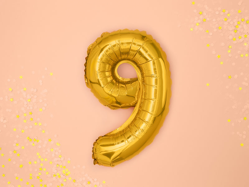 Gold Mini Foil Number Balloon - 9
