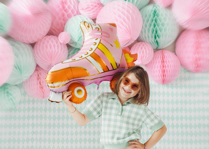 Large Pink Roller Skates Foil Balloon