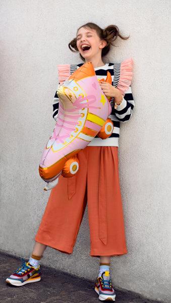 Large Pink Roller Skates Foil Balloon