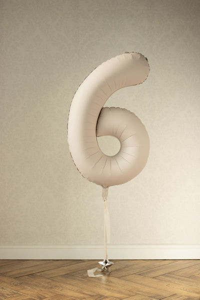 White Sand Giant Foil Number Balloon - 6