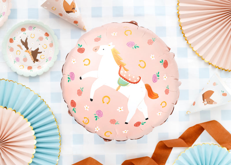 Horse Pink Round Foil Balloon