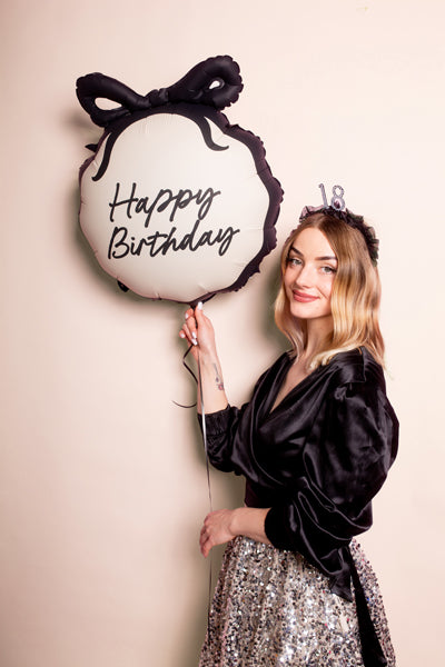 Bow Happy Birthday Round Foil Balloon