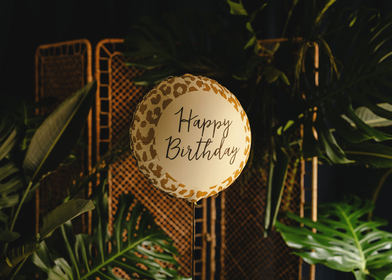 Leopard Print Happy Birthday Foil Balloon