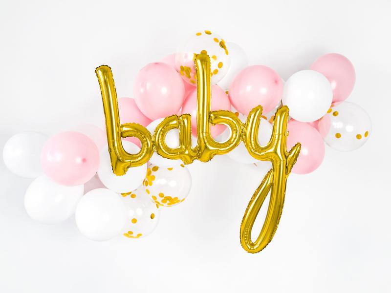 Gold Baby Script Foil Balloons
