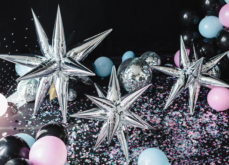 Large Silver Starburst Foil Balloon