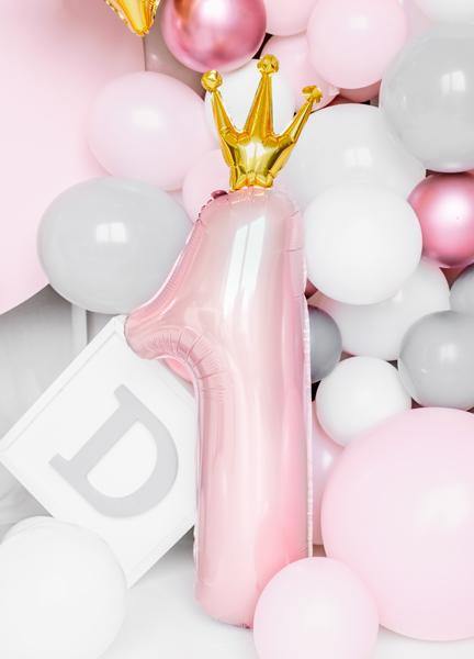 Pink Number 1 Crown Foil Balloon