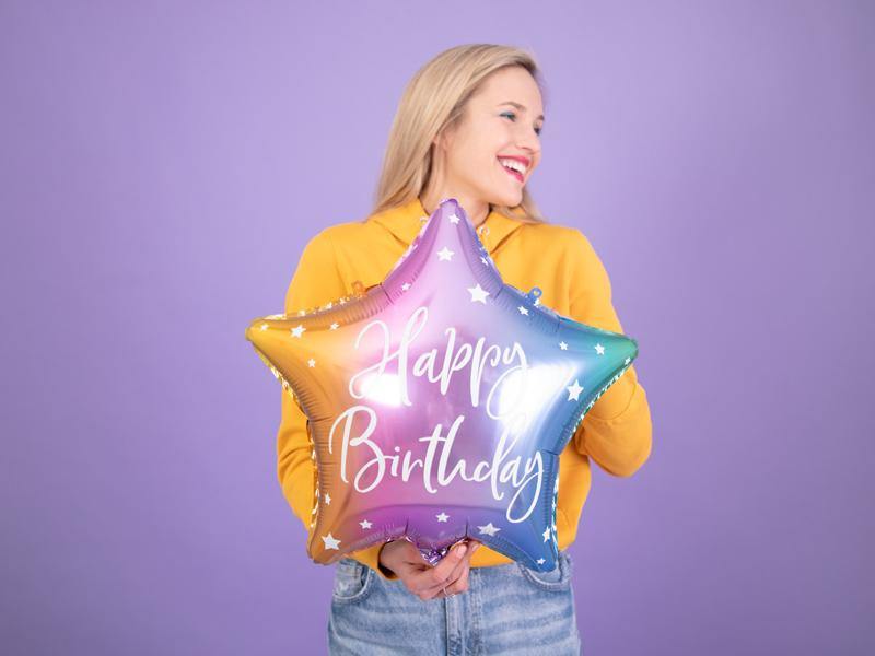 Colourful Happy Birthday Star Foil Balloon