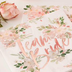 Team Bride Floral Hen Party Napkins 16pk