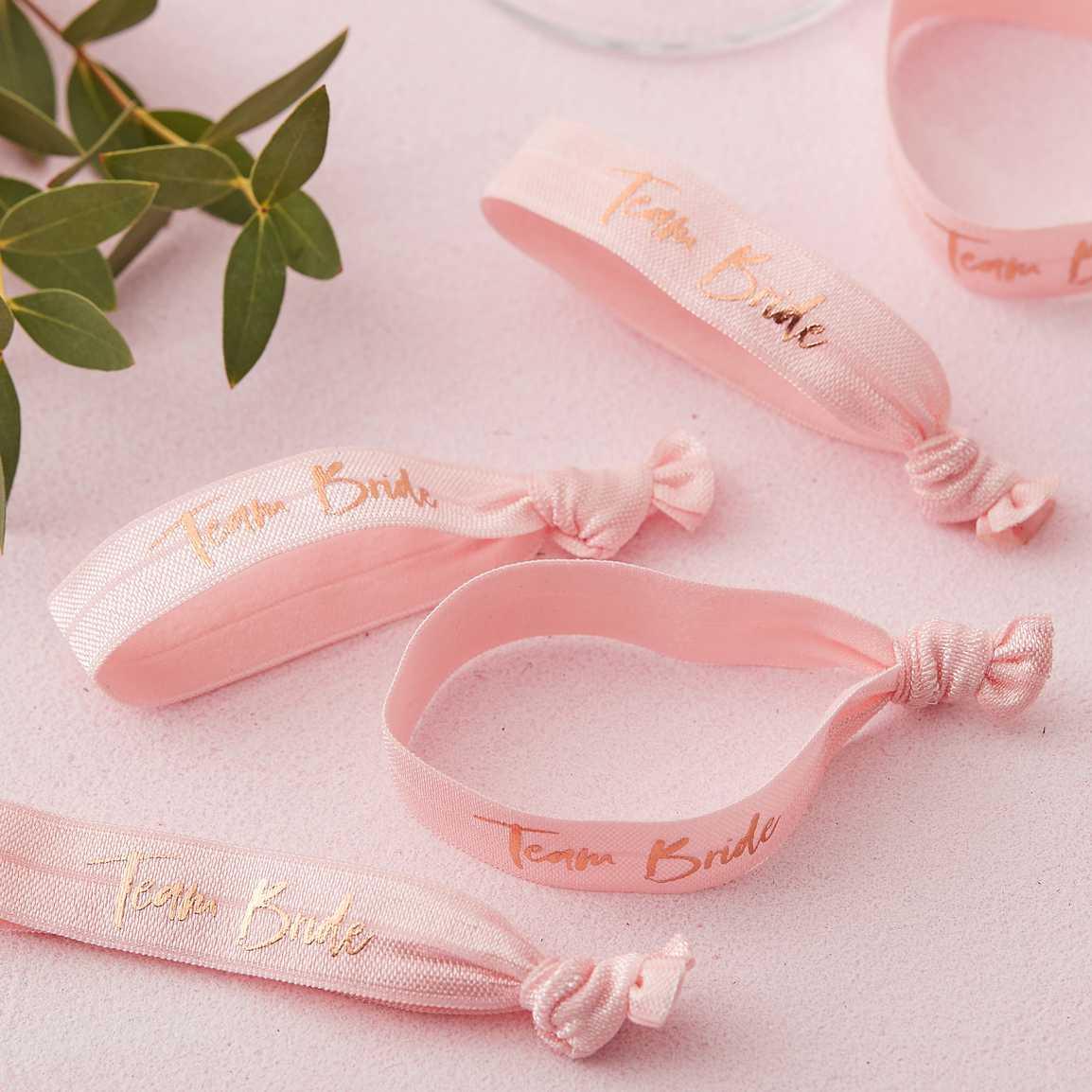 Pink Team Bride Hen Party Wrist Bands 5pk