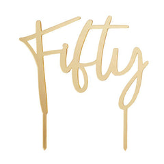 Gold Fifty Acrylic Cake Topper