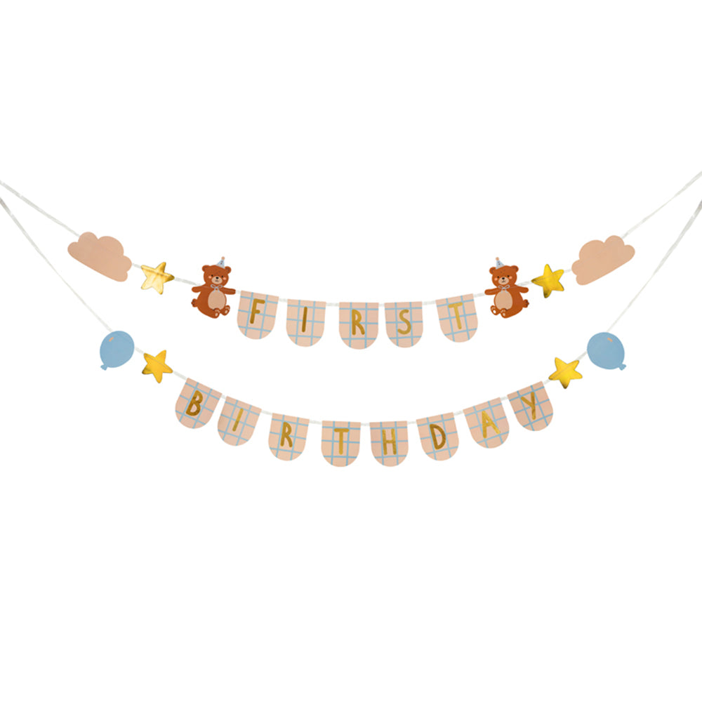 Teddy Bear First Birthday Banner