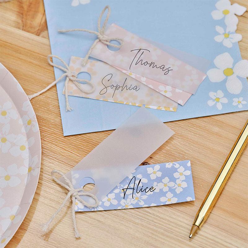 Spring Floral Place Cards with Vellum Paper 10pk
