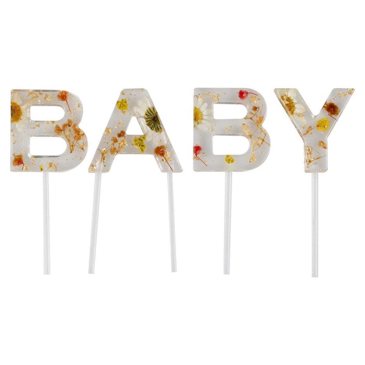 Floral Baby Pressed Flower Cake Topper