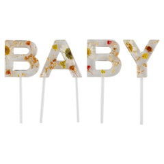 Floral Baby Pressed Flower Cake Topper