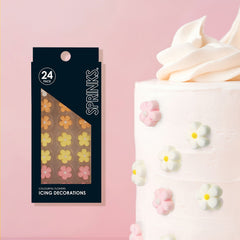 Colourful Flowers Icing Decorations 24pk