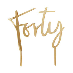 Gold Forty Acrylic Cake Topper