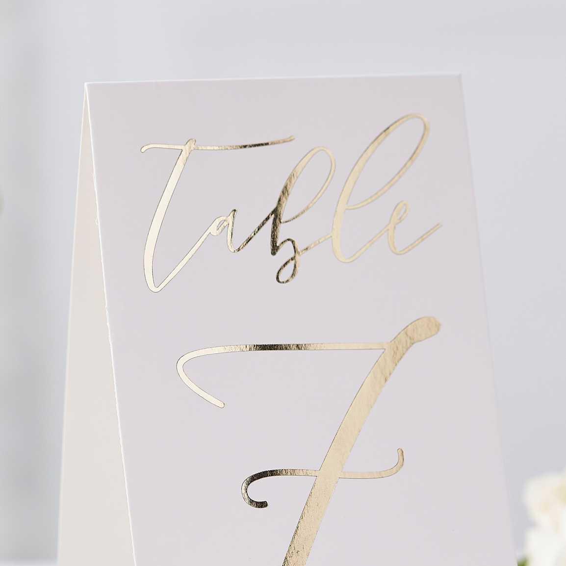 Gold Wedding Table Card Numbers 12pk