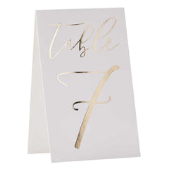 Gold Wedding Table Card Numbers 12pk