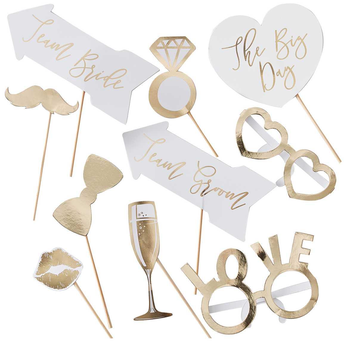 Gold Wedding Photo Booth Props