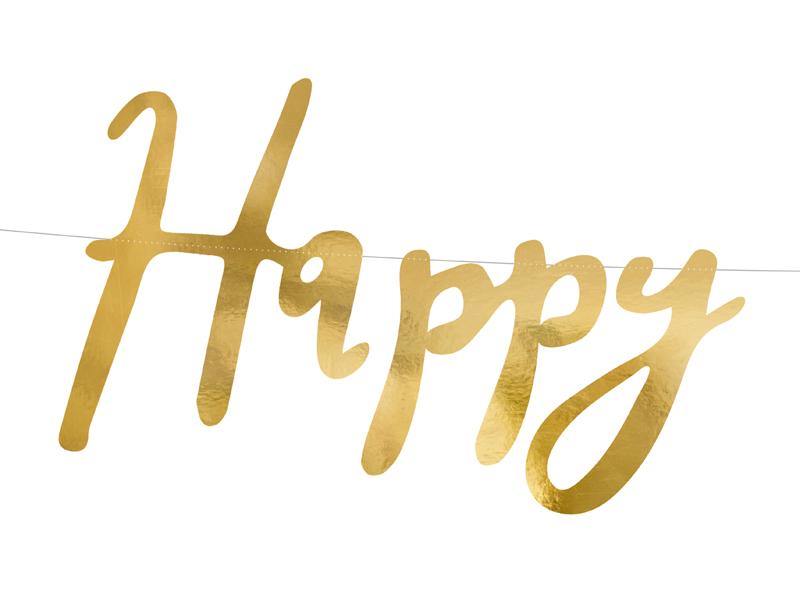 Gold Happy Birthday Banner
